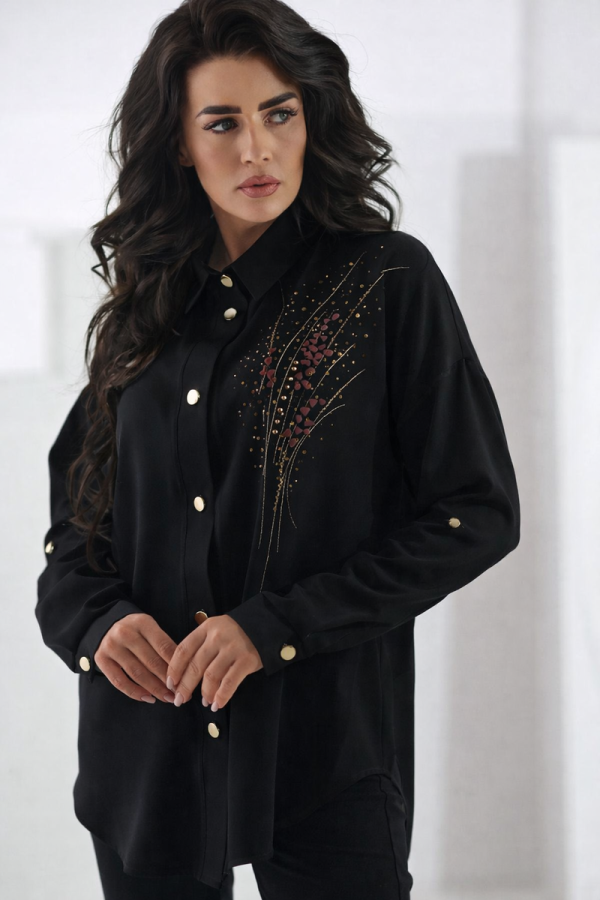 Koszula UNI haft perełki - czarna